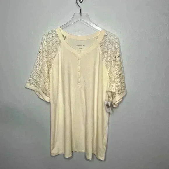 Torrid Fitted Super Soft Rib Lace Henley Top 4 4X 26 - Picture 3 of 8